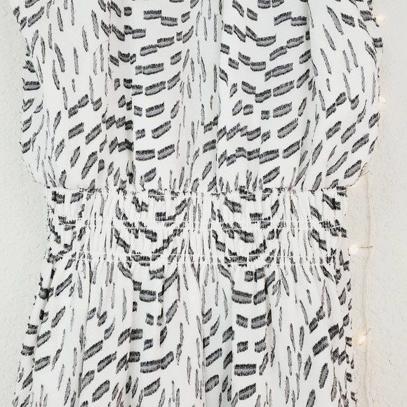 Ramy Brook Wilma Metallic Silk Mini Wrap Dress NWT Small White Black Sleeveless - Picture 10 of 14